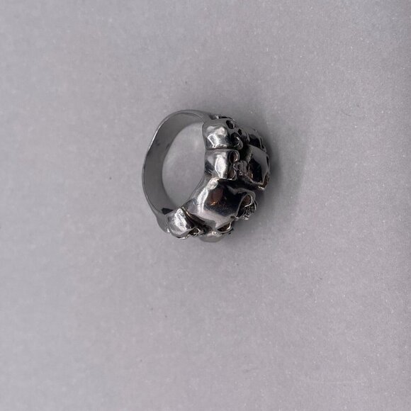 Skull Cluster Ring Silver Tone Size 8.5 - Picture 5 of 9